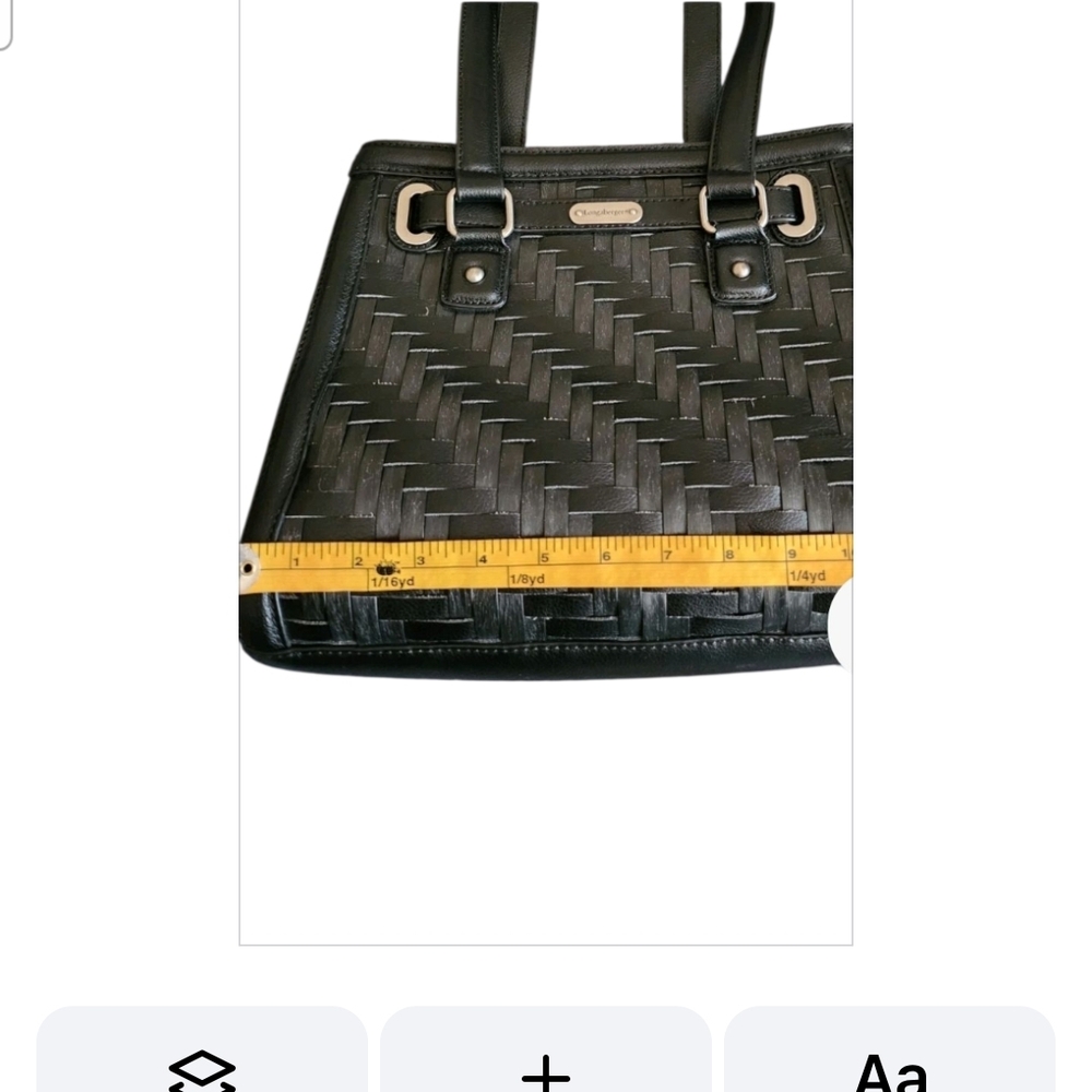 NEW  LONGABERGER  BlK Leather Woven Shoulder Bag - Picture 3 of 4